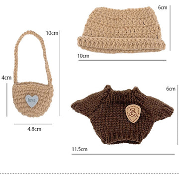3-Piece Handcrafted 17cm Doll Clothes - Compatible with 5.91-6.7inch (17cm) Dolls as Accessories, Premium Dolls Outfit with Accessories, Hand