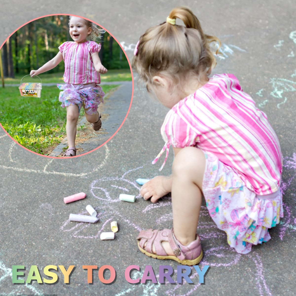 YFMJDK Washable Sidewalk Chalk - 52 Pieces 7 Colors Jumbo Non-Toxic Chalk For Kid and Adult, Paint on Classroom Chalkboard or Outdoor Playground, Good