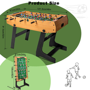 HLC Foldable Foosball Table on Stand 121 x 61 x 81 cm, Football Table with Retractable Pole, Indoor Recreational Games for Children, Family