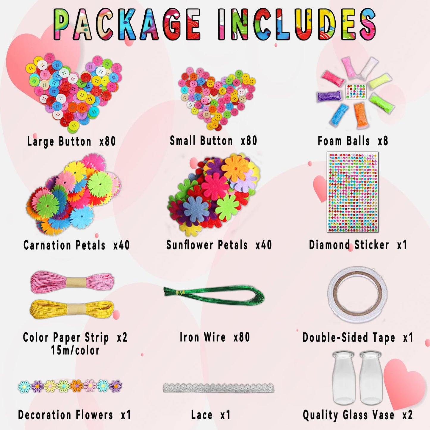 7july Crafts for Girls Ages 6-10 Make Your Own Flower Bouquet with Buttons and Felt Flowers, Vase Art and Craft for Children - DIY Activity Christmas