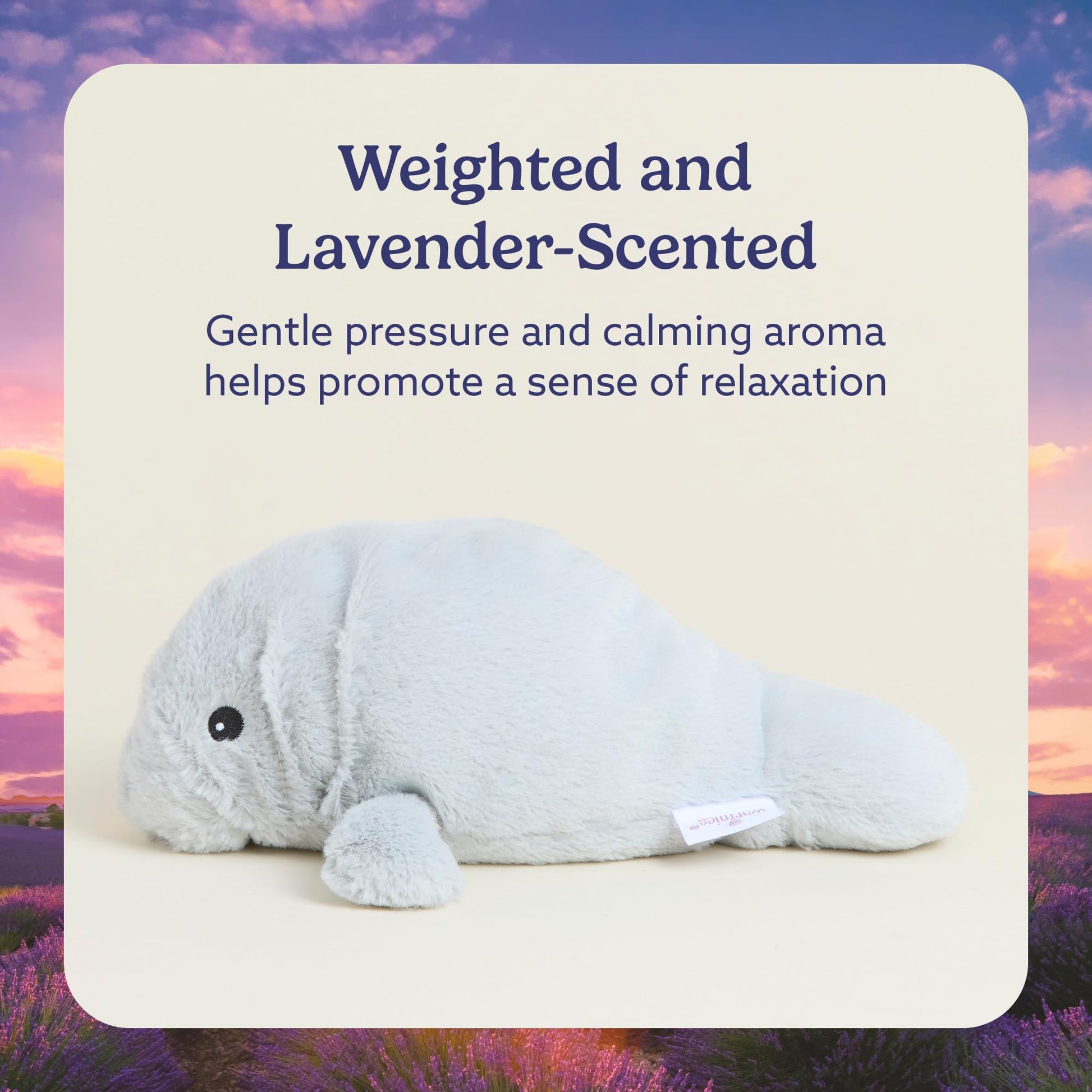 warmies Junior Microwavable & Weighted Stuffed Animals, Manatee - Heated Stuffed Animal Plushie for Warmth & Comfort - Cute Soft Plush Toys for Adults