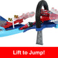 Mattel Disney and Pixar Cars Playset with 2 Toy Cars, Lightning McQueen & Francesco Bernoulli, GRC Jumping Raceway Track Set with Kid-Powered Booster