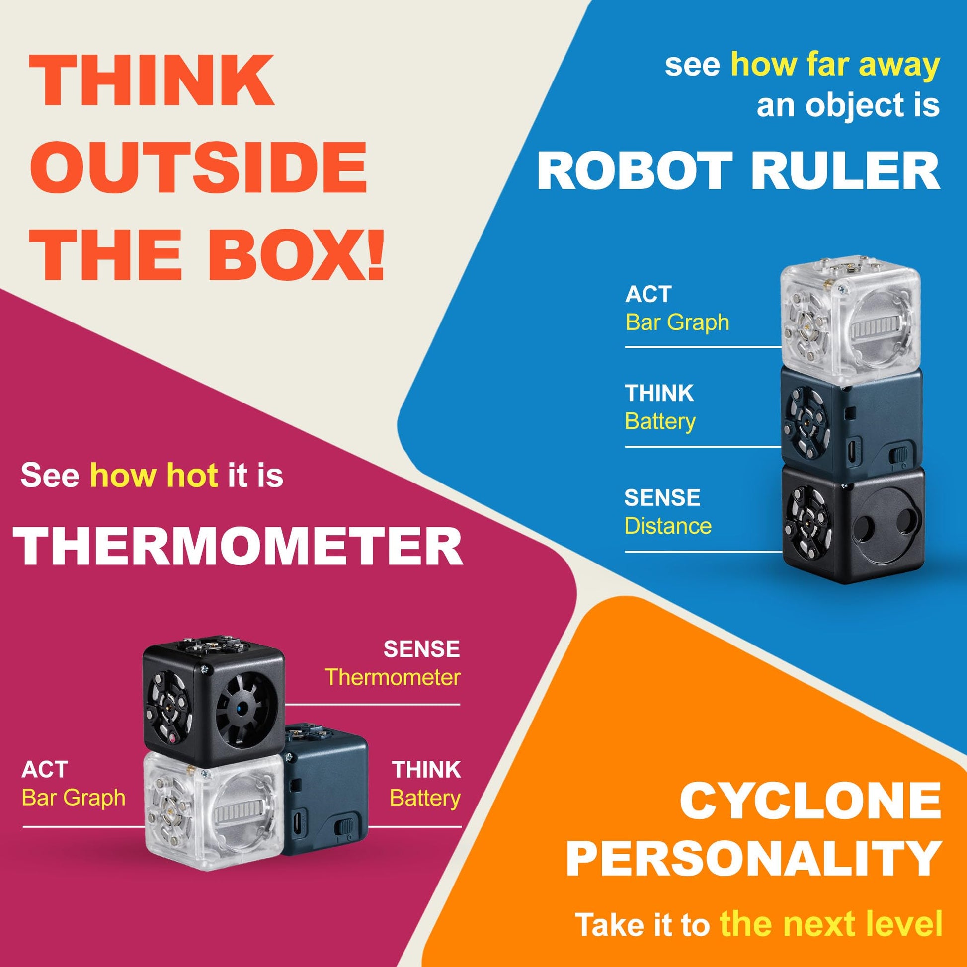 Modular Robotics Cubelets Robot Blocks - Bar Graph Cubelet Robot Cube for Home Robotics STEM kit - Ages 4+
