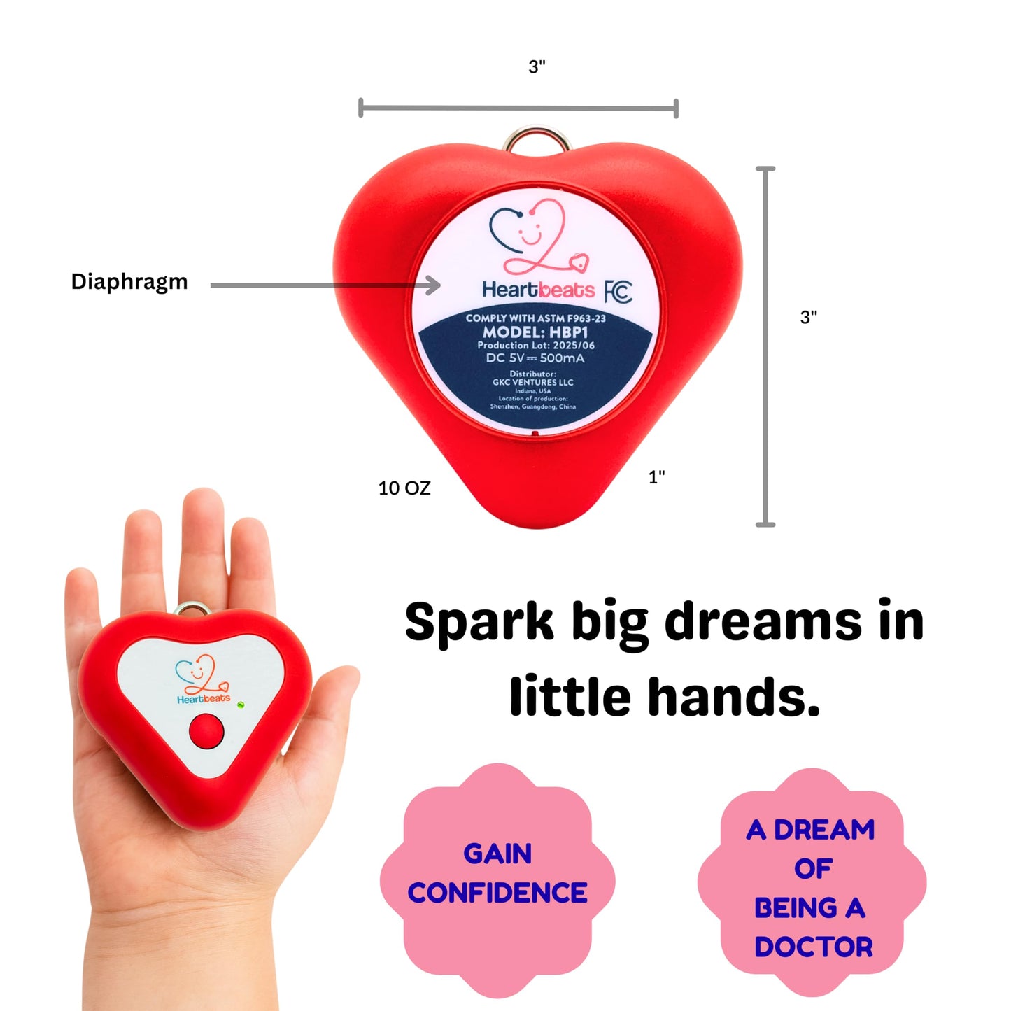 Heartbeats Electronic Stethoscope Toy with LED Display & 10X Sound Amplification, Real Working Stethoscope - STEM Medical Learning Toy Boys & Girls
