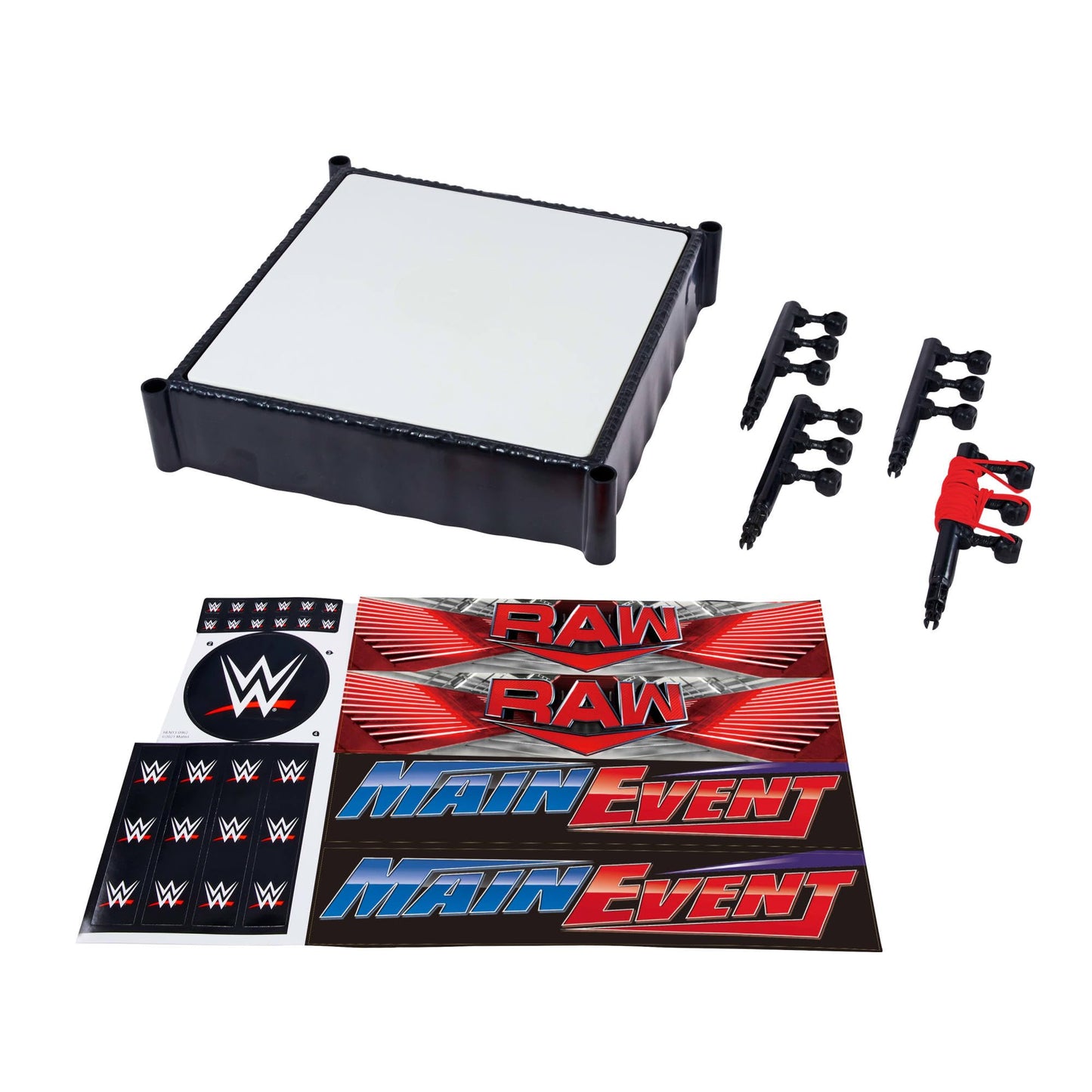 Mattel WWE Superstar Ring with Labels for Main Event & RAW, Spring-Loaded Mat & Pro Tension Elastic Ropes