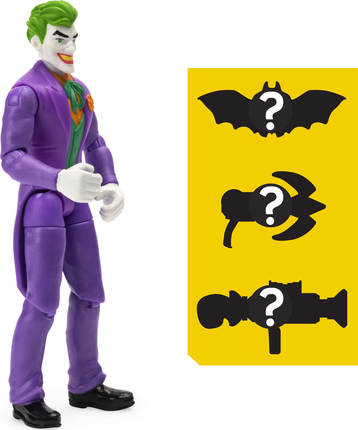 Batman 6056747, 4-Inch THE Joker Action Figure with 3 Mystery Accessories, Mission 1, Multicolour