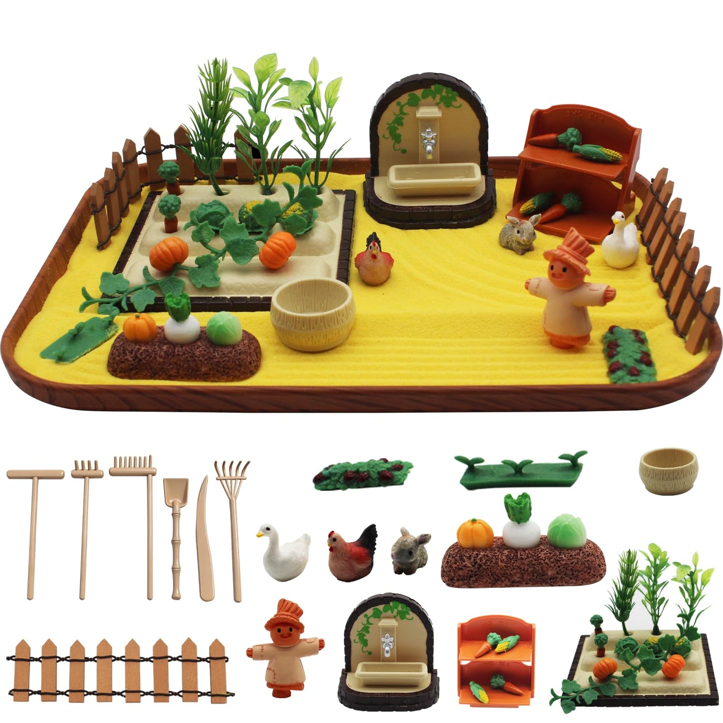 48 PCS Zen Garden for Desk, Mini Veggie Zen Sand Garden for Sandbox