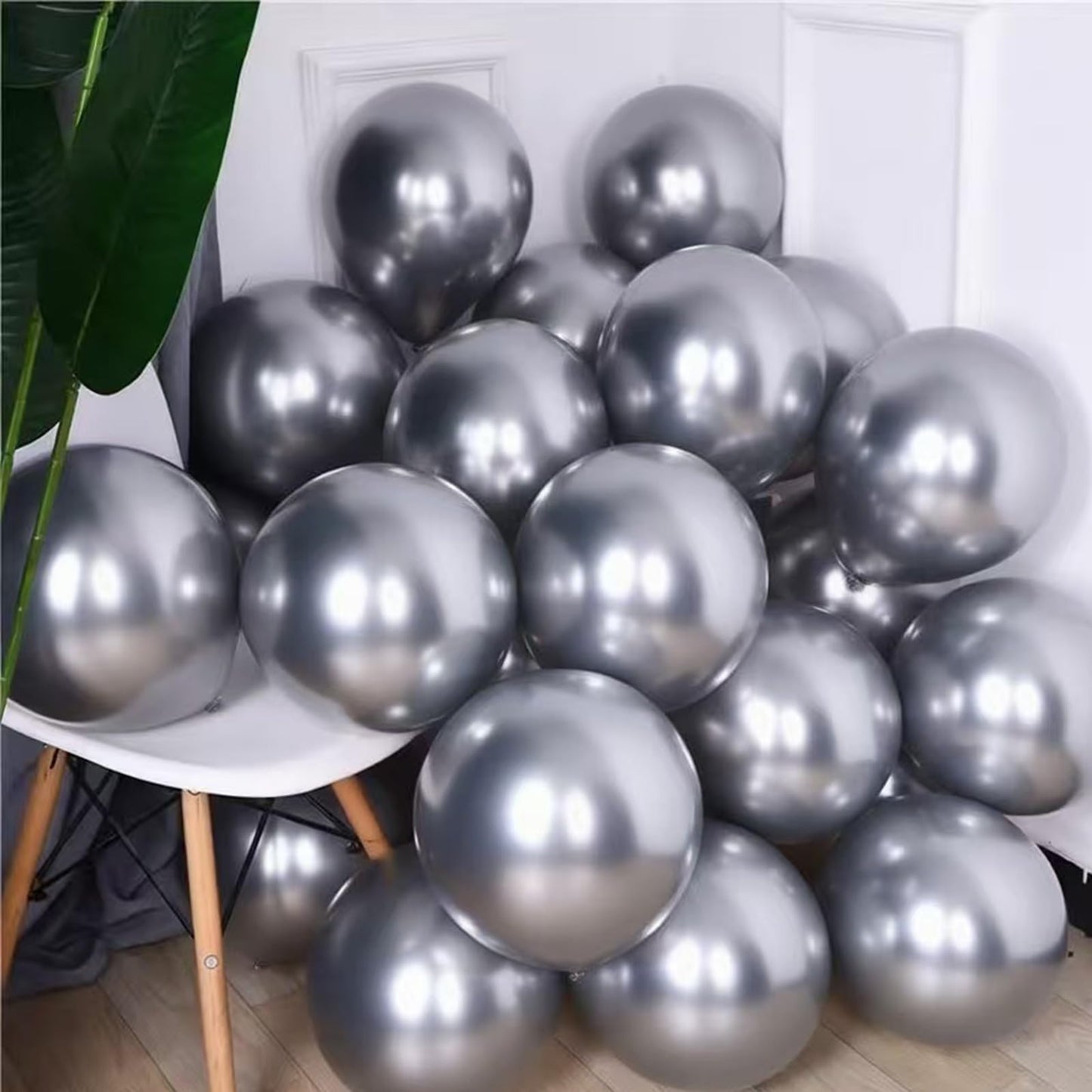 Ztikug 50pcs Silver Metallic Balloons 5 Inch Latex Balloons for Birthday Party