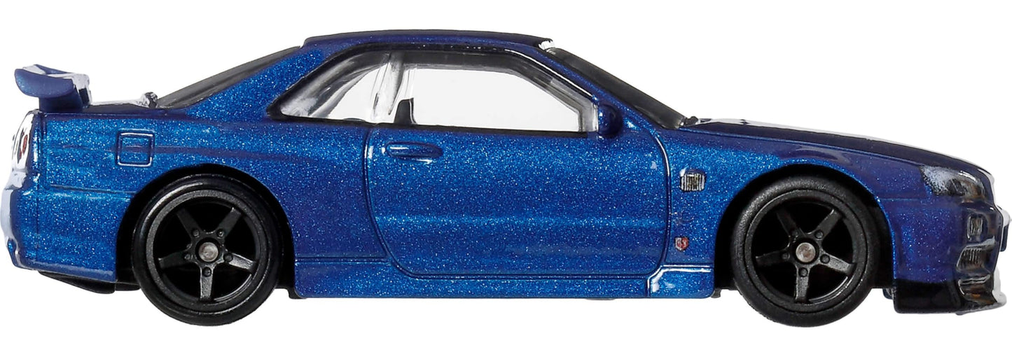 Hot Wheels Premium Car Culture Collectible Toy Car, 1:64 Scale Die-Cast Nissan Skyline R34 GTR, Timeless Icons Vehicle with Real Riders Tires