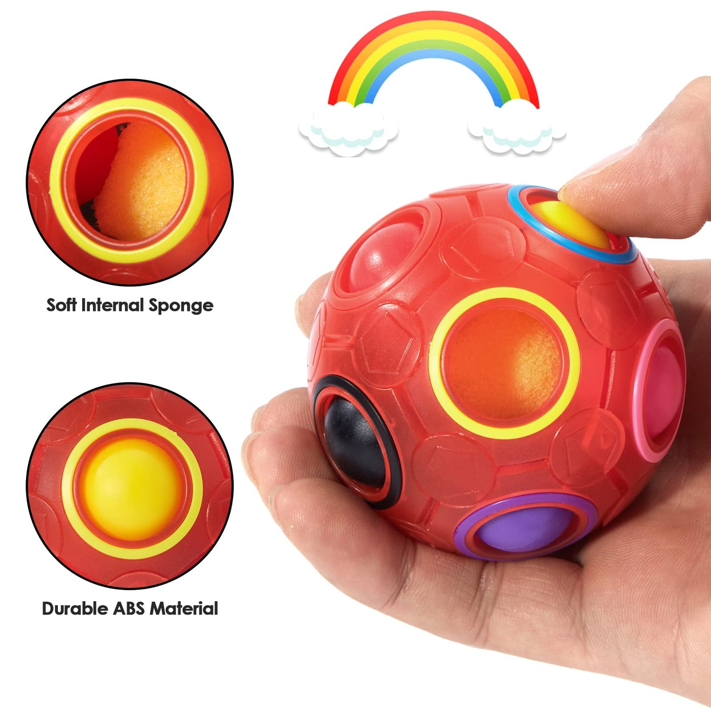Vdealen Magic Rainbow Puzzle Ball, Fidget Ball Puzzle Brain Teaser Fidget Toy for Boys & Girls- Birthday Party Easter Valentines Christmas Stocking