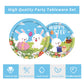 MYFEST 120pcs Easter Plates and Napkins Tableware Set, Happy Easter Disposable Plates Napkins Forks and Cups for Bunny Party Decorations and Supplies