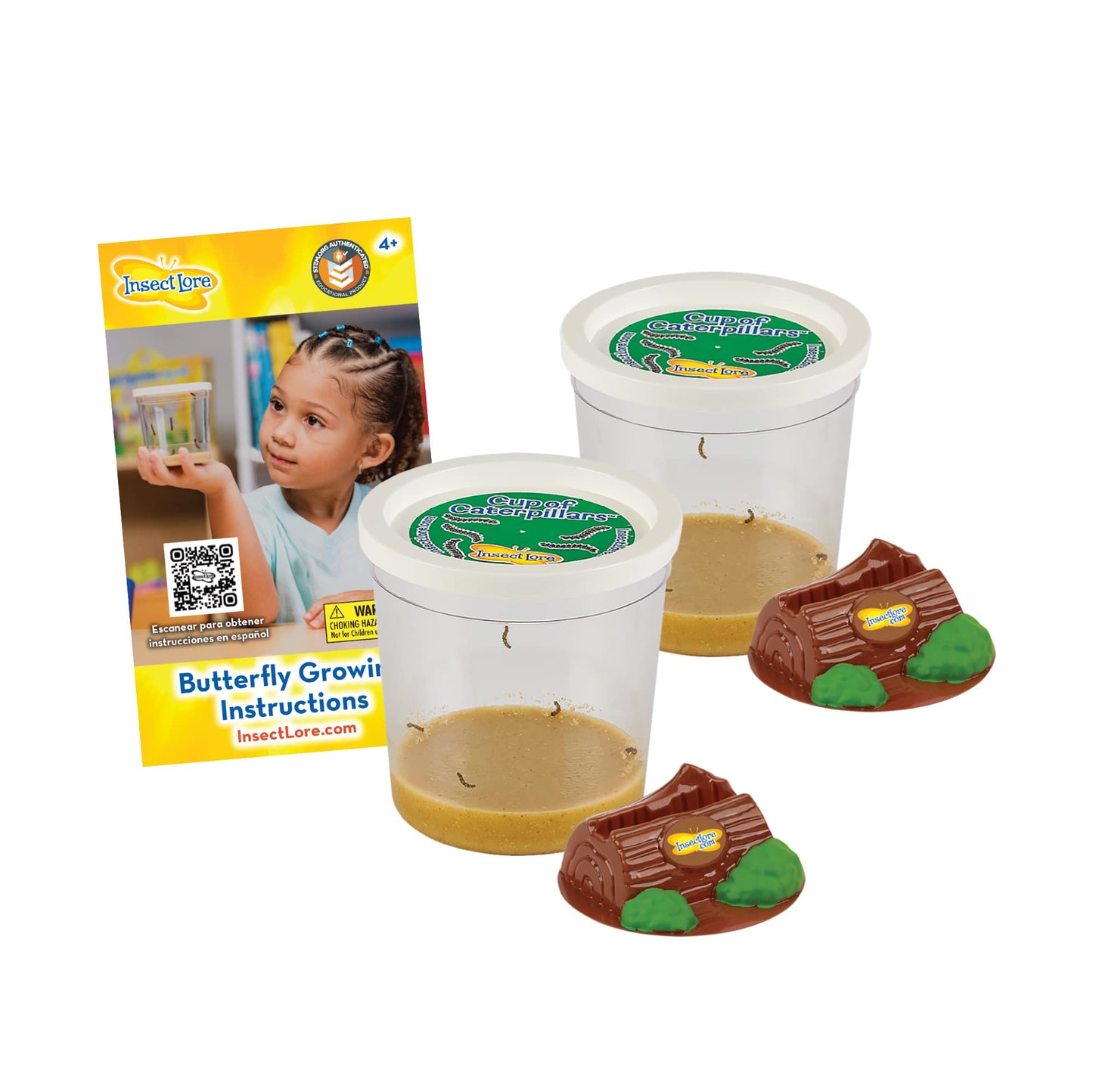 Insect Lore Two Cups of Caterpillars - Butterfly Garden Kit Refill - Raise and Release Painted Lady Butterflies - Includes Two Chrys-A-Lid Holding
