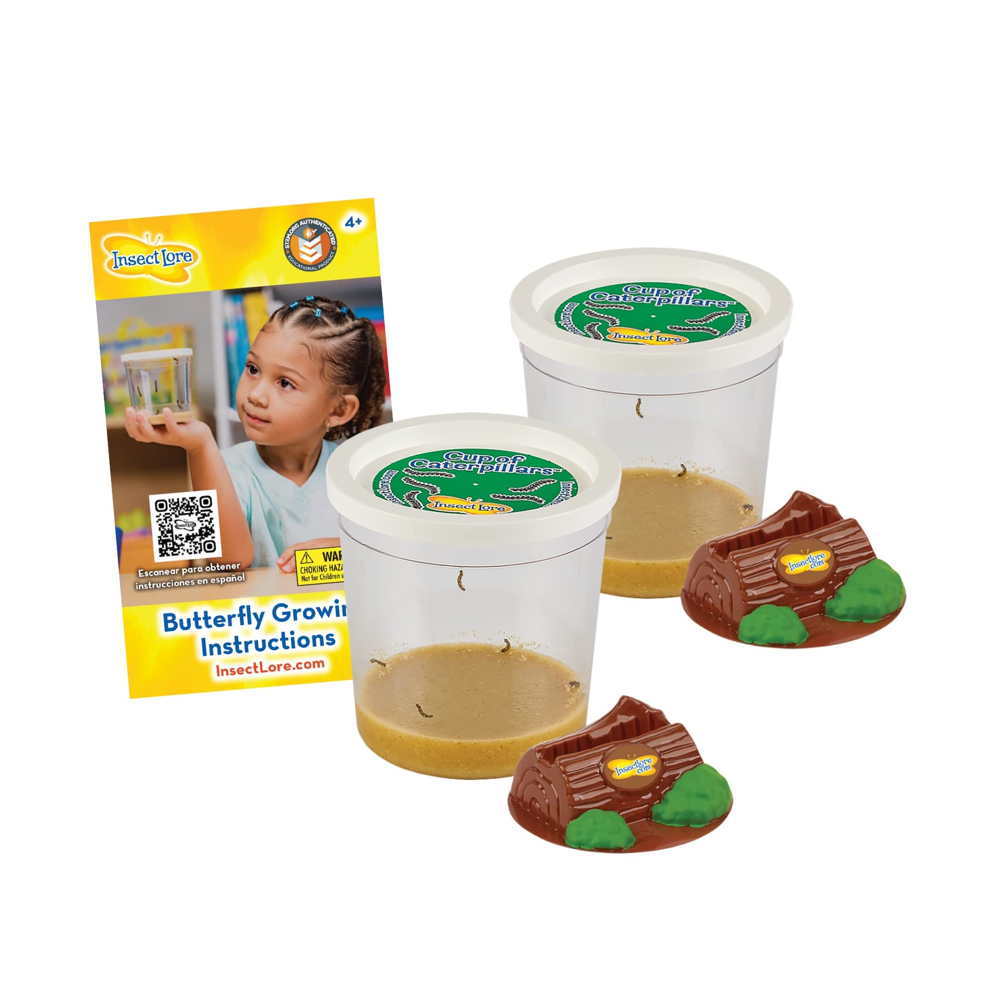Insect Lore Two Cups of Caterpillars - Butterfly Garden Kit Refill - Raise and Release Painted Lady Butterflies - Includes Two Chrys-A-Lid Holding