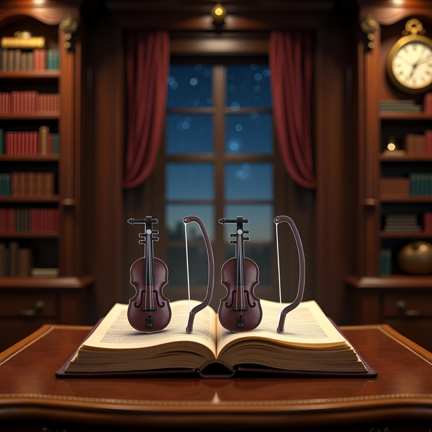 2Pcs Miniature Violin, Tiny Violin Mini Musical Instrument, Miniature Model Dollhouse, Furniture Crafts Ornament for Dollhouse Fairy Garden Decoration