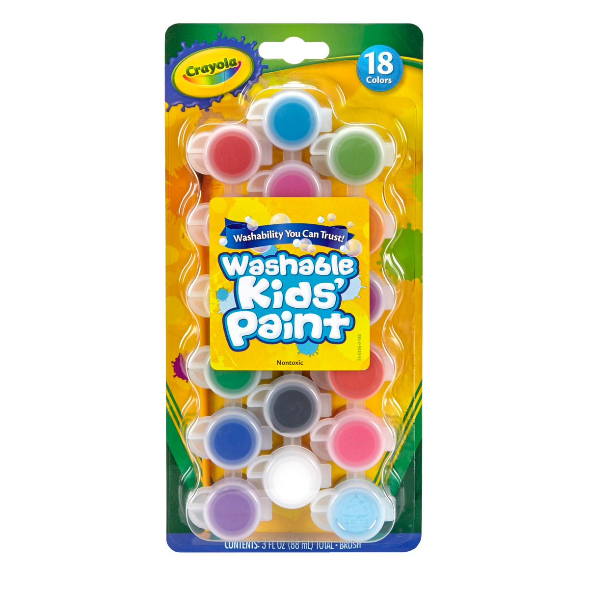 Crayola Washable Kids Paint Set & Paintbrush, Painting Supplies, 18 Count