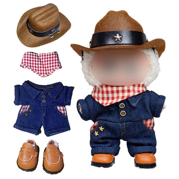 Clothes for 15/17cm Dolls - LABUBU Clothes Cowboy Set for 6.7 inch Doll , Premium Stylish Outfit with Accessories for Play & Display(No Doll
