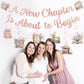Storybook Baby Shower Decorations A New Chapter Begins Baby Shower Book Themed Party Decor with A New Chapter is About to Begin Banner Hanging Swirls