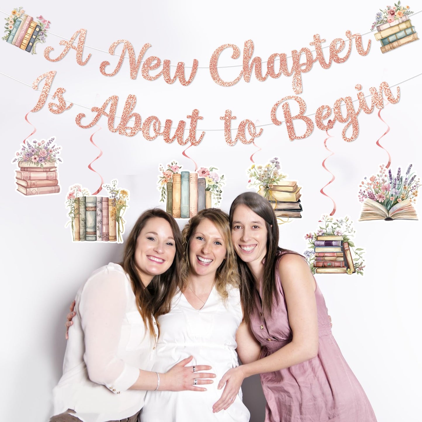 Storybook Baby Shower Decorations A New Chapter Begins Baby Shower Book Themed Party Decor with A New Chapter is About to Begin Banner Hanging Swirls