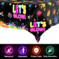 1 Pack Let's Glow Tablecloth- Neon Party Table Cover, Disposable Plastic Rectangle Glow in the Dark Tables Cloth for Neon Black Light Glow Party