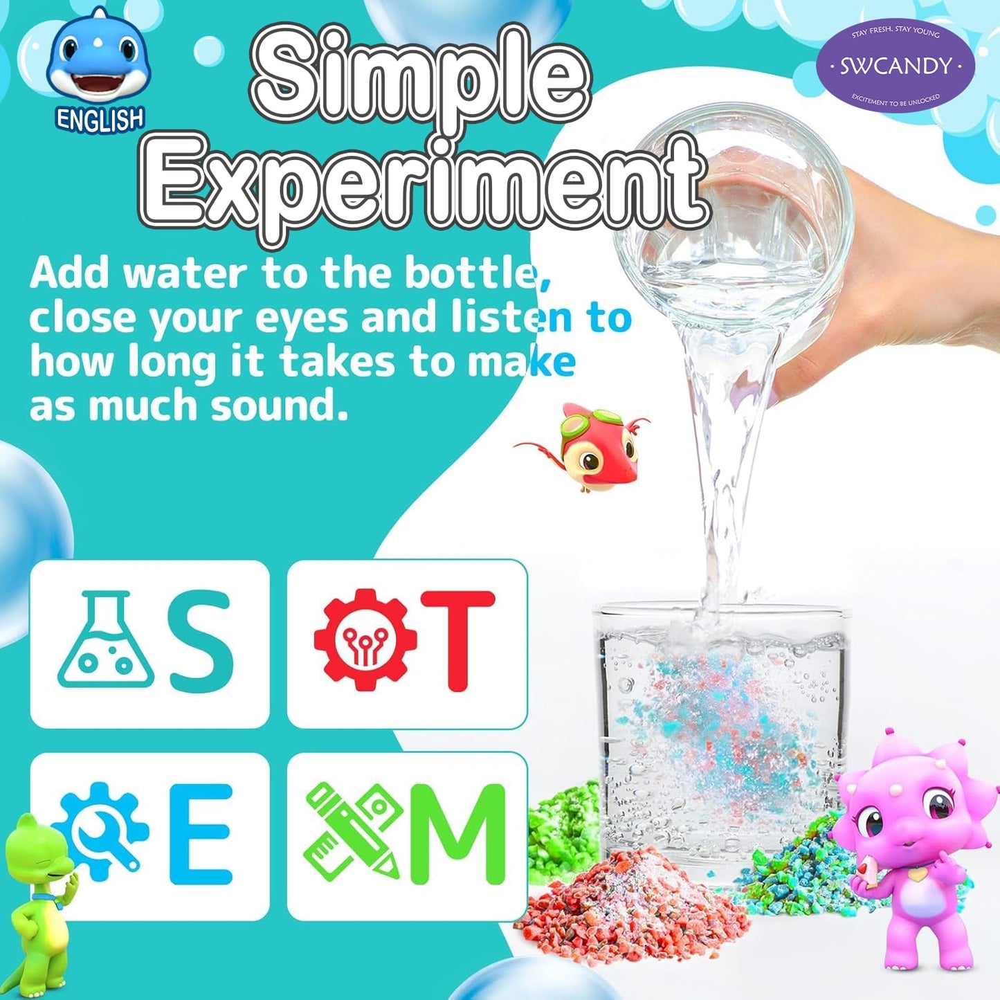 SWCANDY Bath Crackles for Kids, 12 Pack Sensory Bath Toys, Crackle Pop & Fizz Bath Crystals, Nontoxic Fragrance-Free Mess-Free Toddler Bathtub Toys