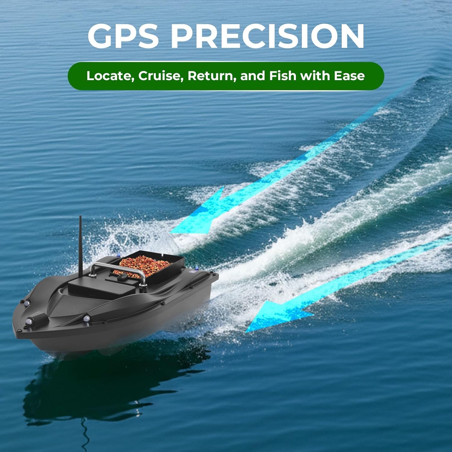GDIFLS Advanced RC Fishing Bait Boat with GPS, Dual Motors, Automatic Return & LED Screen, 4.4lbs Load Capacity, 1968.5ft Range, Remote Control