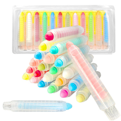 YimeBand 12 Pcs Sidewalk Chalk Set for Kids, 12 Colors Dust-free Washable Outdoor Toddler Chalk with Holder for Blackboard Drawing Writing Toys Gift