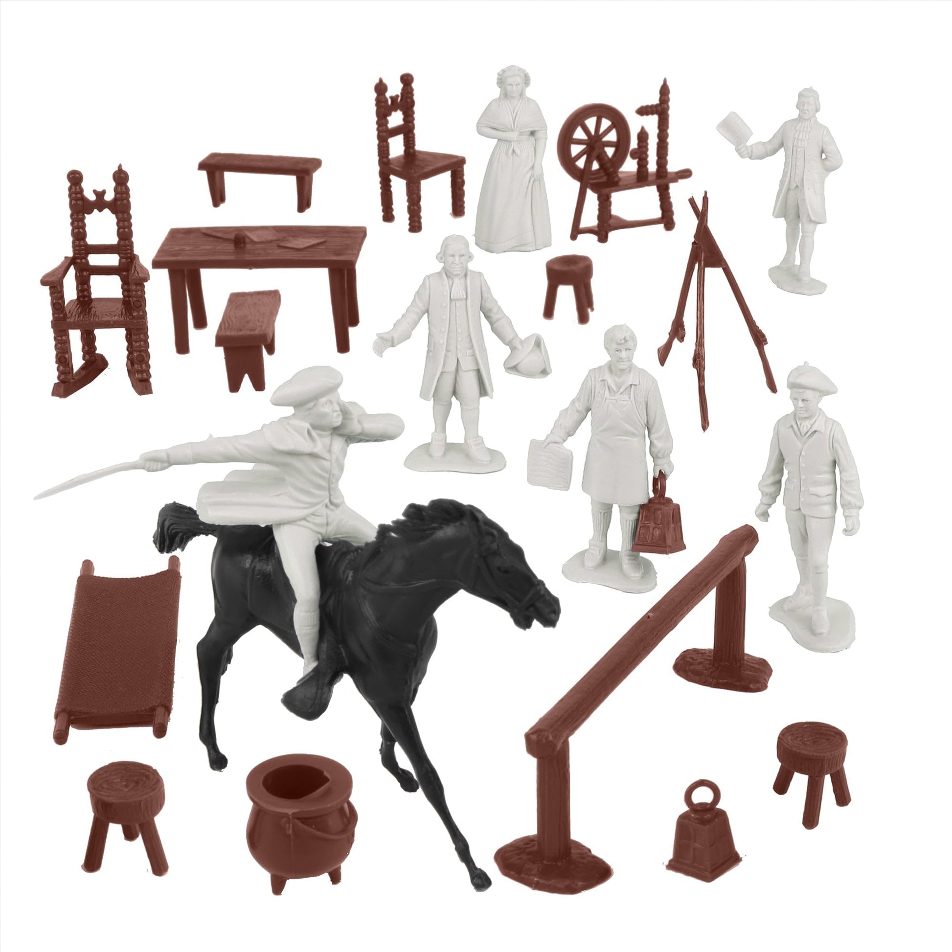 BMC Classic American Revolution Colonists - White 21pc Plastic Figure Playset