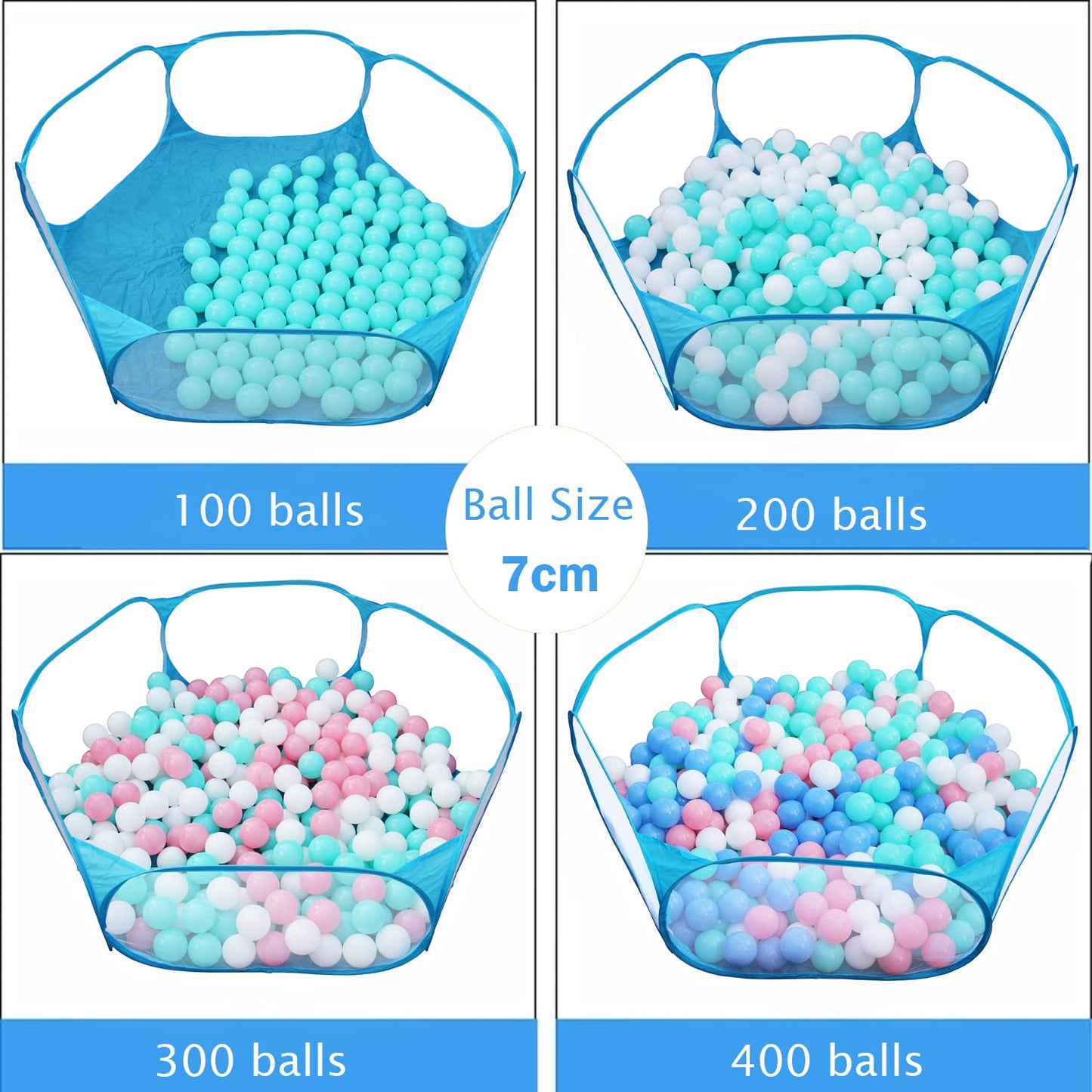 Jacone Portable Cute Blue Hexagon Children Ball Pit, Indoor and Outdoor Easy Folding Ball Play Pool Kids Toy Play Tent with Carry Tote, Balls Not