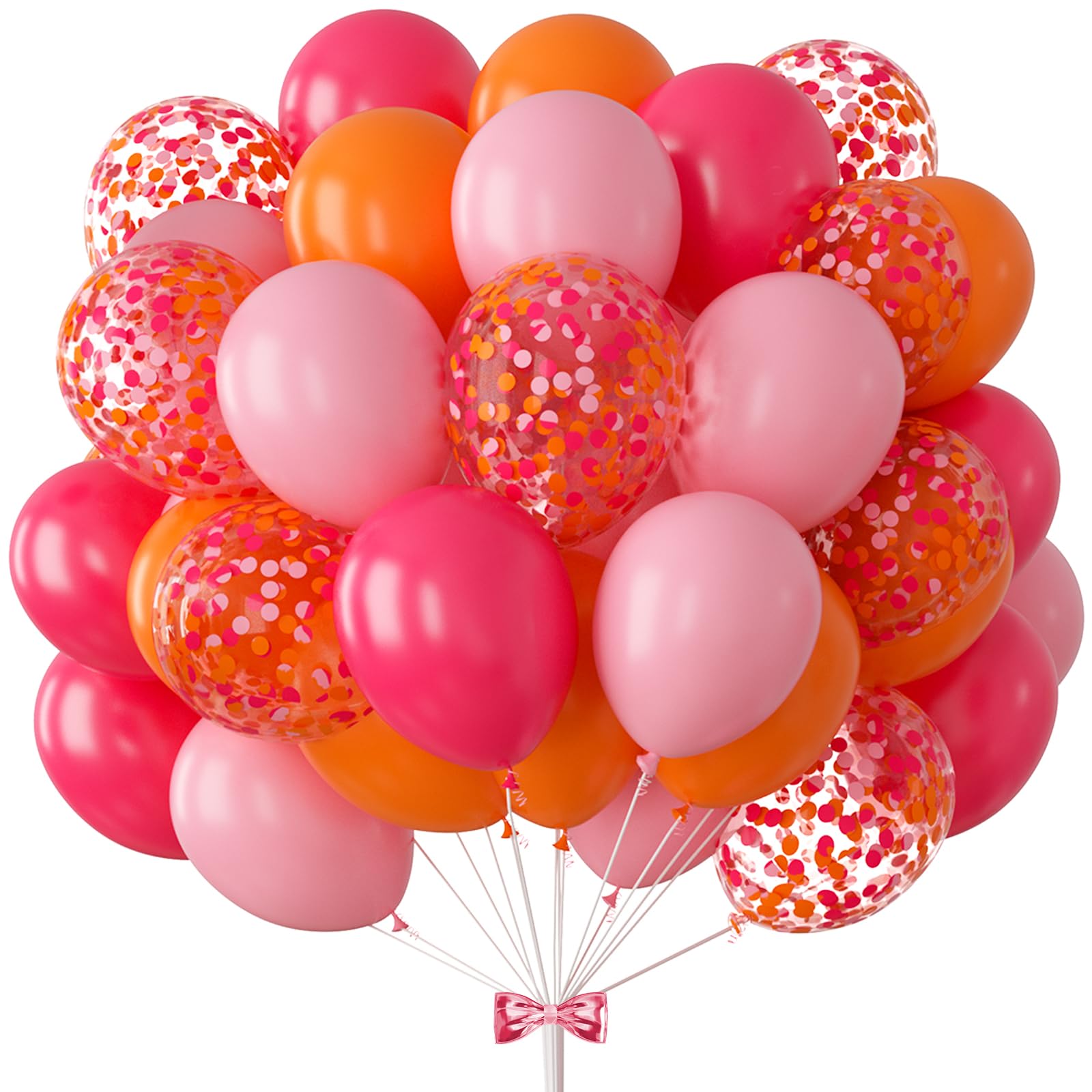 73Pcs Pink and Orange Balloon Arch Kit with 12 Inch Confetti Balloons