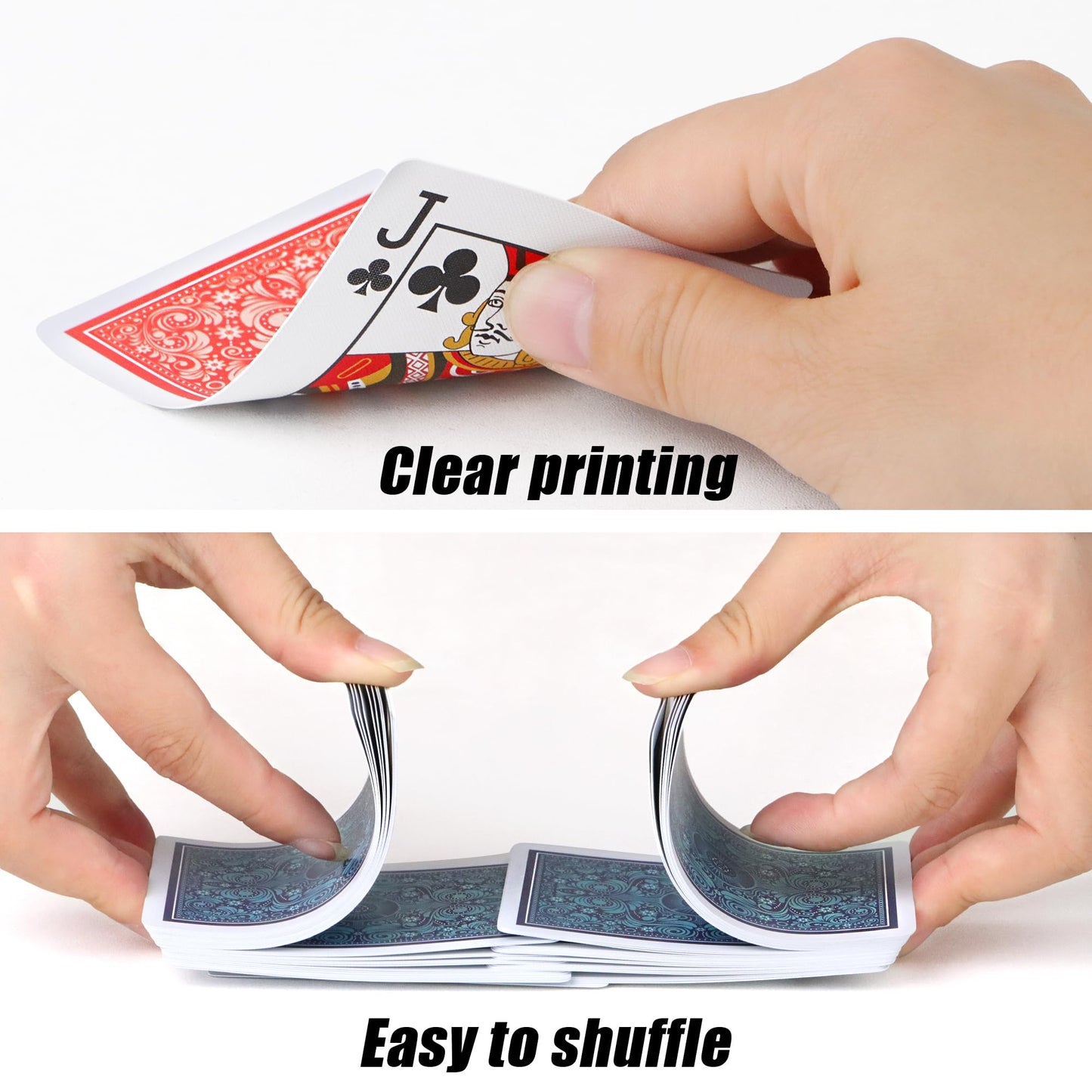 Timenued Playing Cards 4 Pack,Plastic Waterproof Playing Cards Bulk for Adults and Seniors,4 Decks of Poker Cards Professional Set, Standard Poker