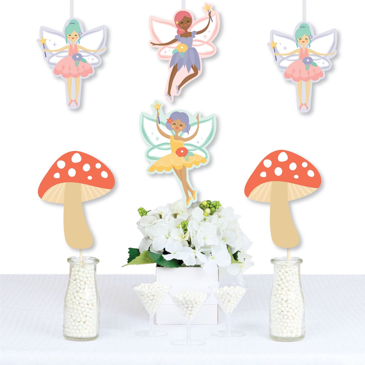 Big Dot of Happiness Let’s Be Fairies - Mushroom Decorations DIY Fairy Garden Birthday Party Essentials - Set of 20