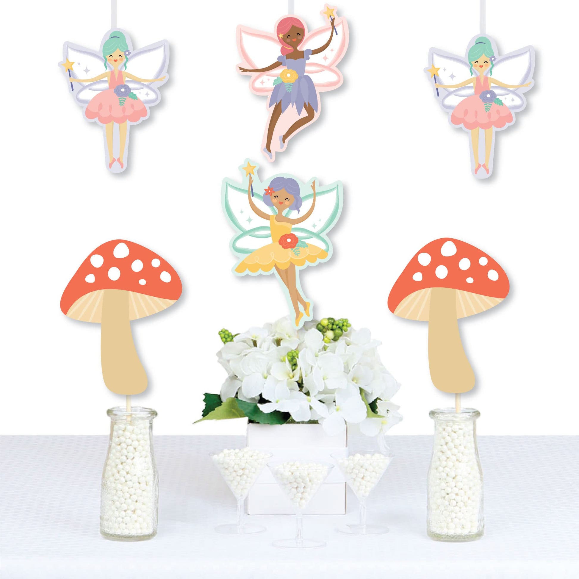 Big Dot of Happiness Let’s Be Fairies - Mushroom Decorations DIY Fairy Garden Birthday Party Essentials - Set of 20