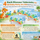 Oojami 4 Pack Dinosaur Tablecloths for Birthday Party, 54 x 108 Inch Plastic Table Covers, Dinosaur Party Decorations, Leak-Proof Kids Dino Table