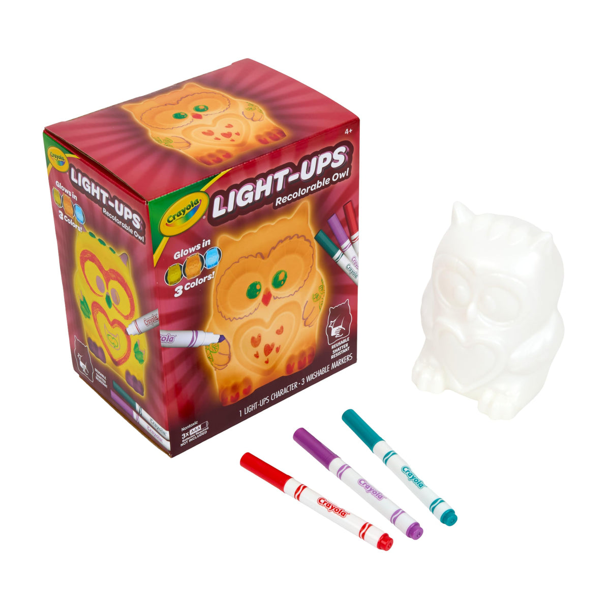 Crayola Light-Ups - Owl, Reusable Light Up Owl Toy, Fall Craft for Kids, Cute Glow in The Dark Decor & Night Light, Art Toys for Boys & Girls, Ages 4+