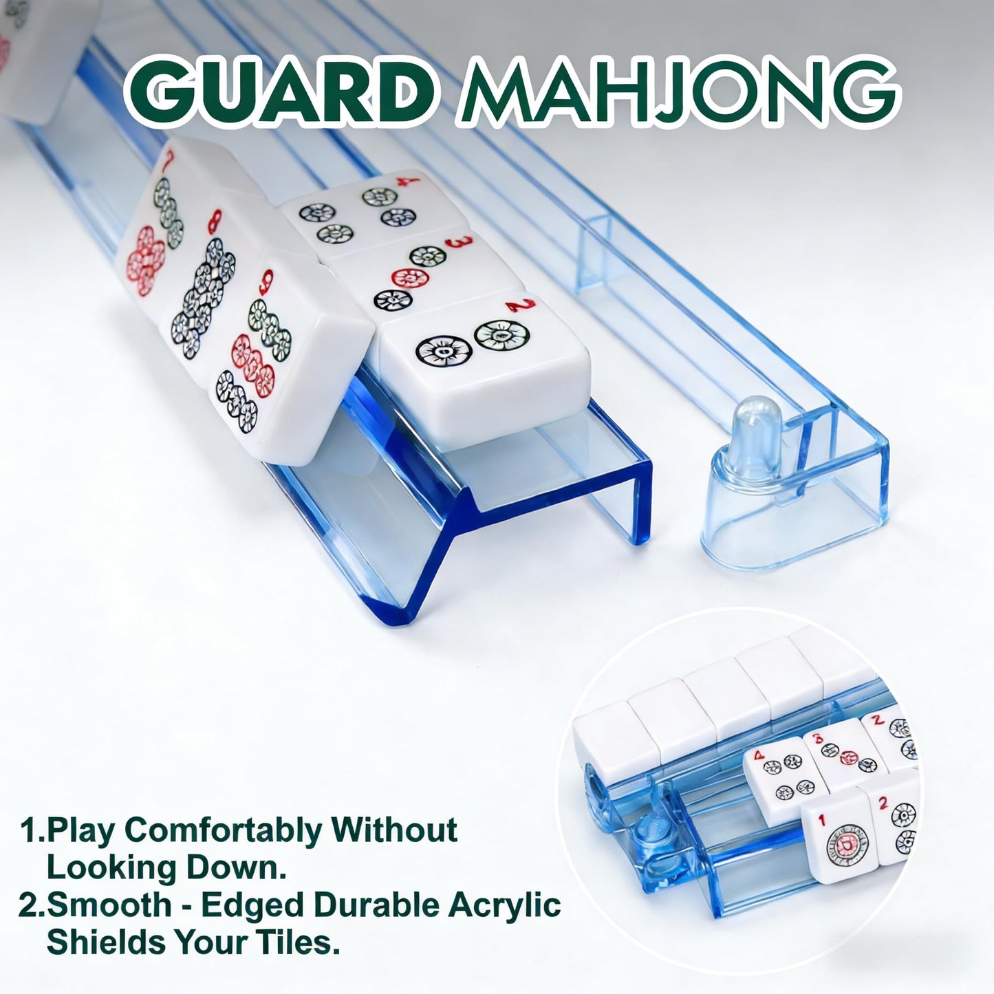 HBLEDOT Mahjong Racks with Pushers - Premium One-Piece Rotating Acrylic Racks with 4 Colors, Compatible with American Mahjong