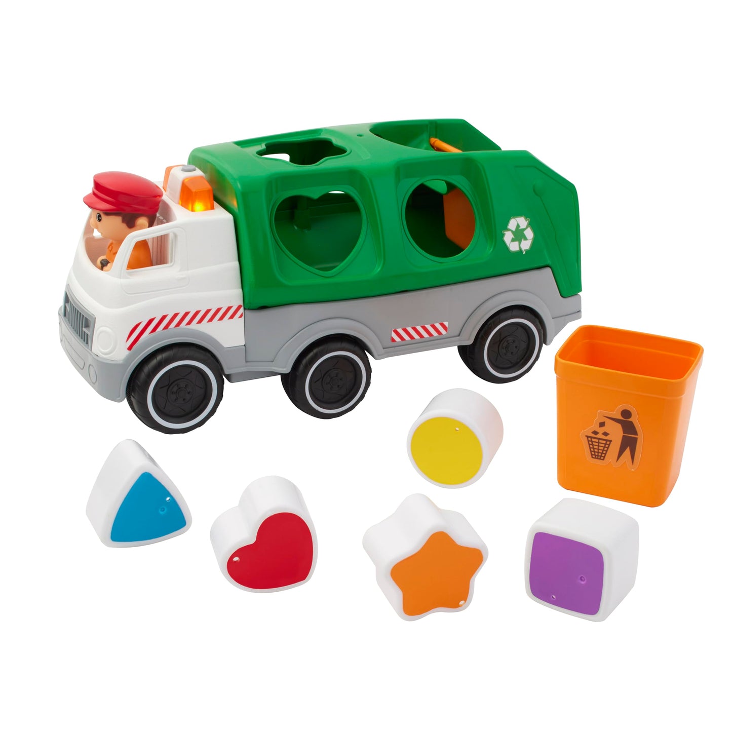Kidoozie Shape Sorting Recycling Truck Ages 12 Months+, Motorized, Garbage Truck, Light & Sound