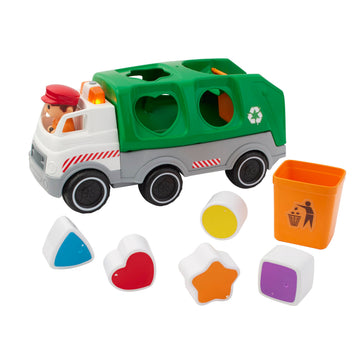 Kidoozie Shape Sorting Recycling Truck Ages 12 Months+, Motorized, Garbage Truck, Light & Sound