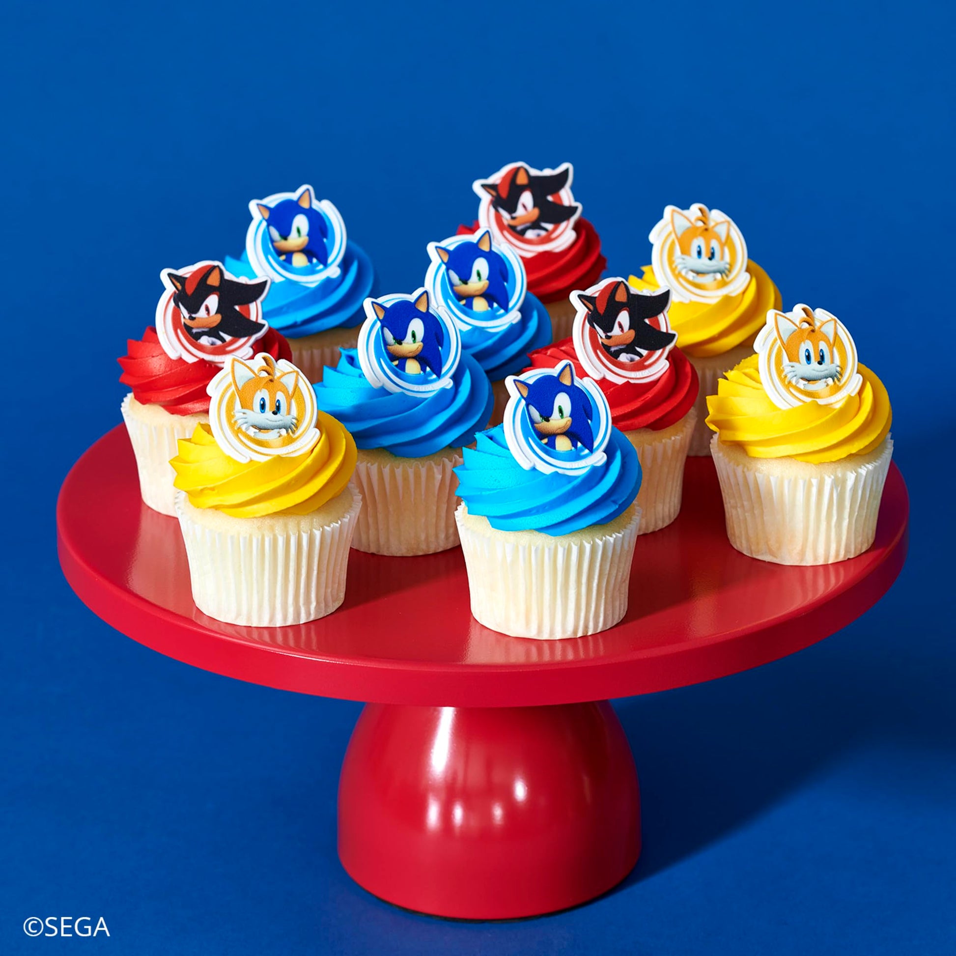 DecoPac Sonic the Hedgehog Rings, Cupcake Decorations Featuring Sonic, Tails, and Shadow - 24 Pack