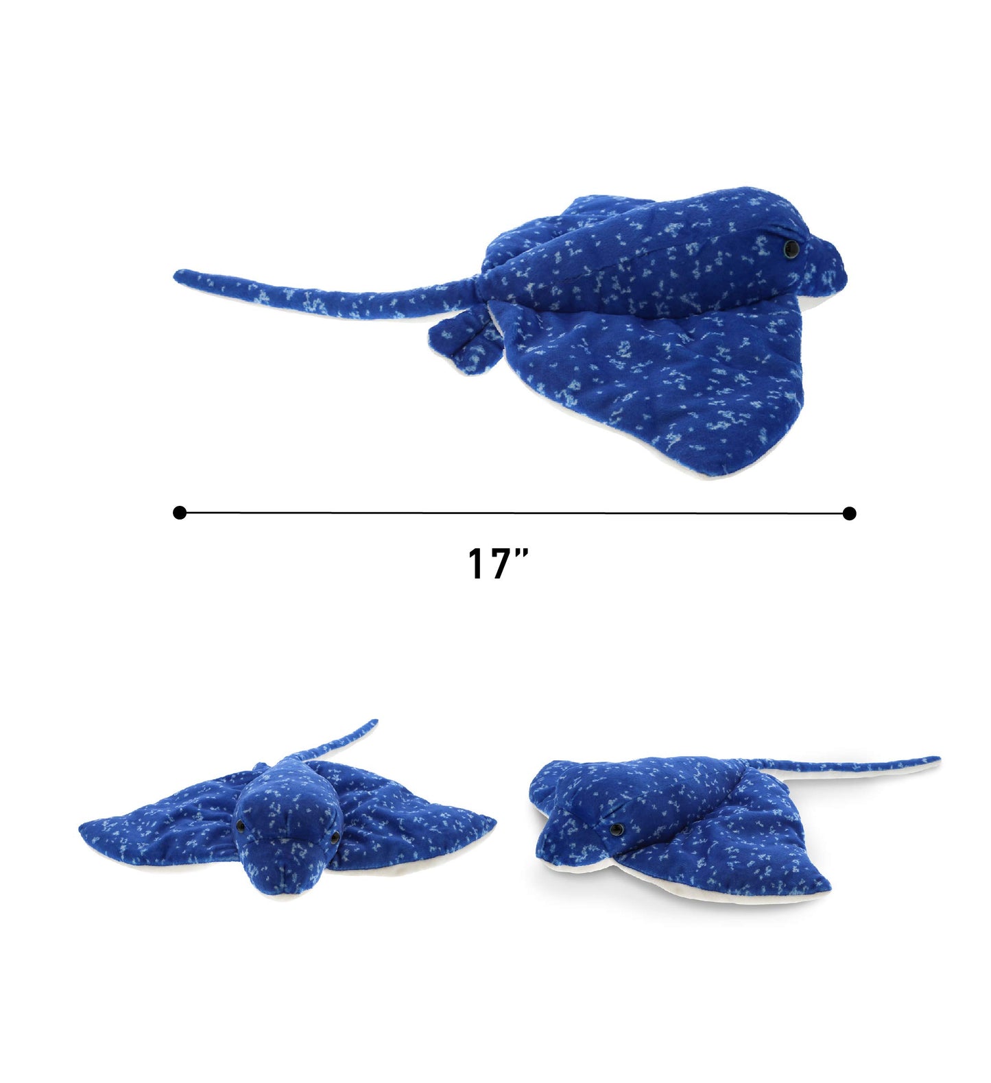 DolliBu Spotted Blue Stingray Plush - Super Soft Stuffed Animal Stingray Toy, Wild Collection Ocean Plush Gift for Kids and Adults, Cute Sea Creature