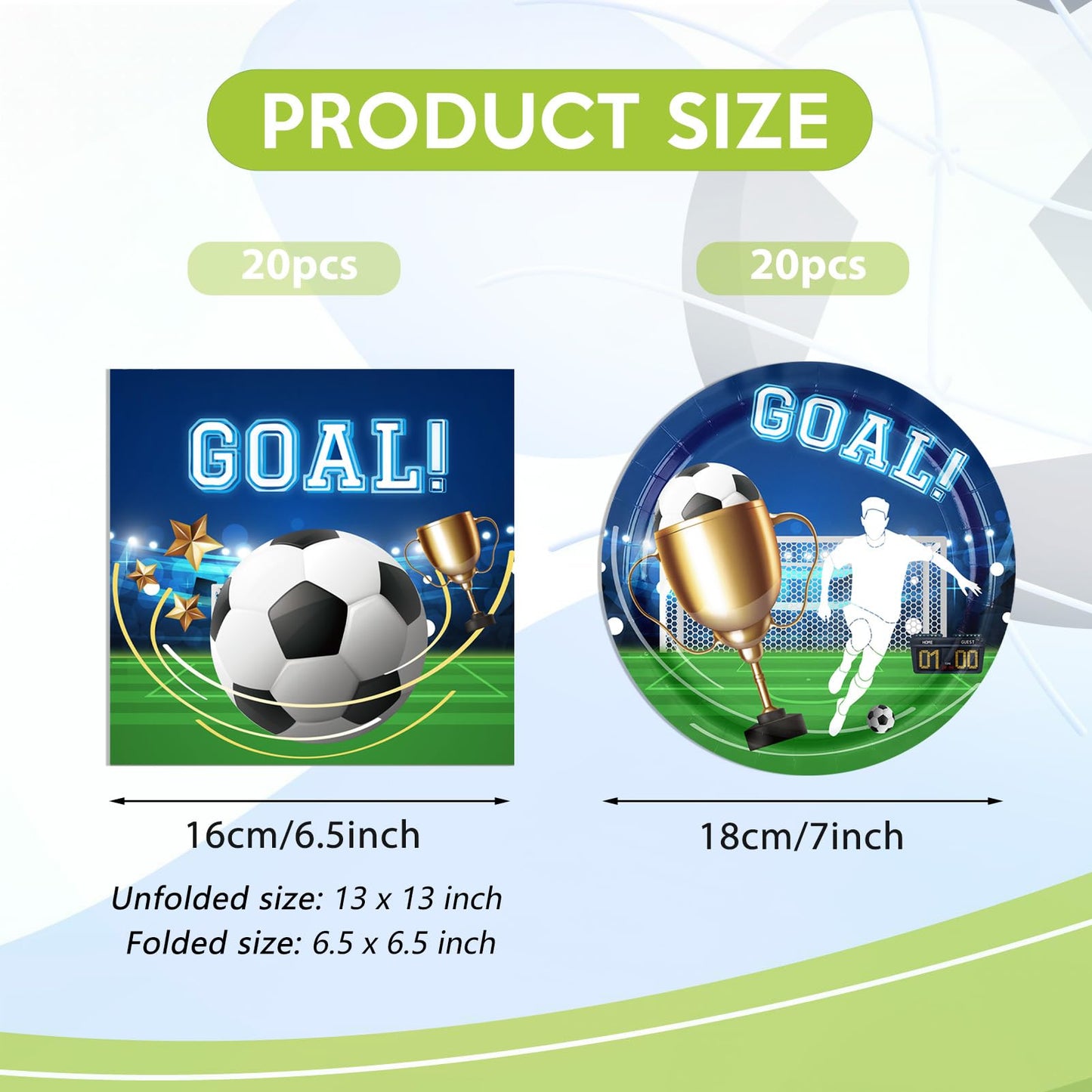 40 PCS 2026 World Soccer Match Theme Decorations Disposable Tableware Set Soccer Plates and Napkins Kit Sports Events,Themed Football Soccer ,
