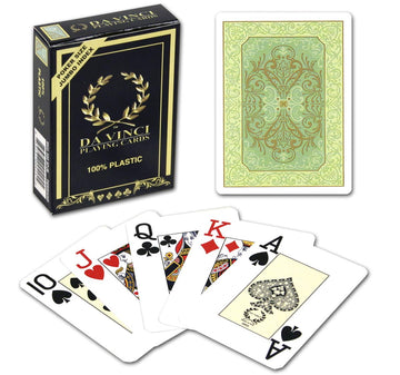 DA VINCI Italian 100% Plastic Playing Cards, Single Deck, Several Designs to Choose from (Green-Poker-Large-Index)