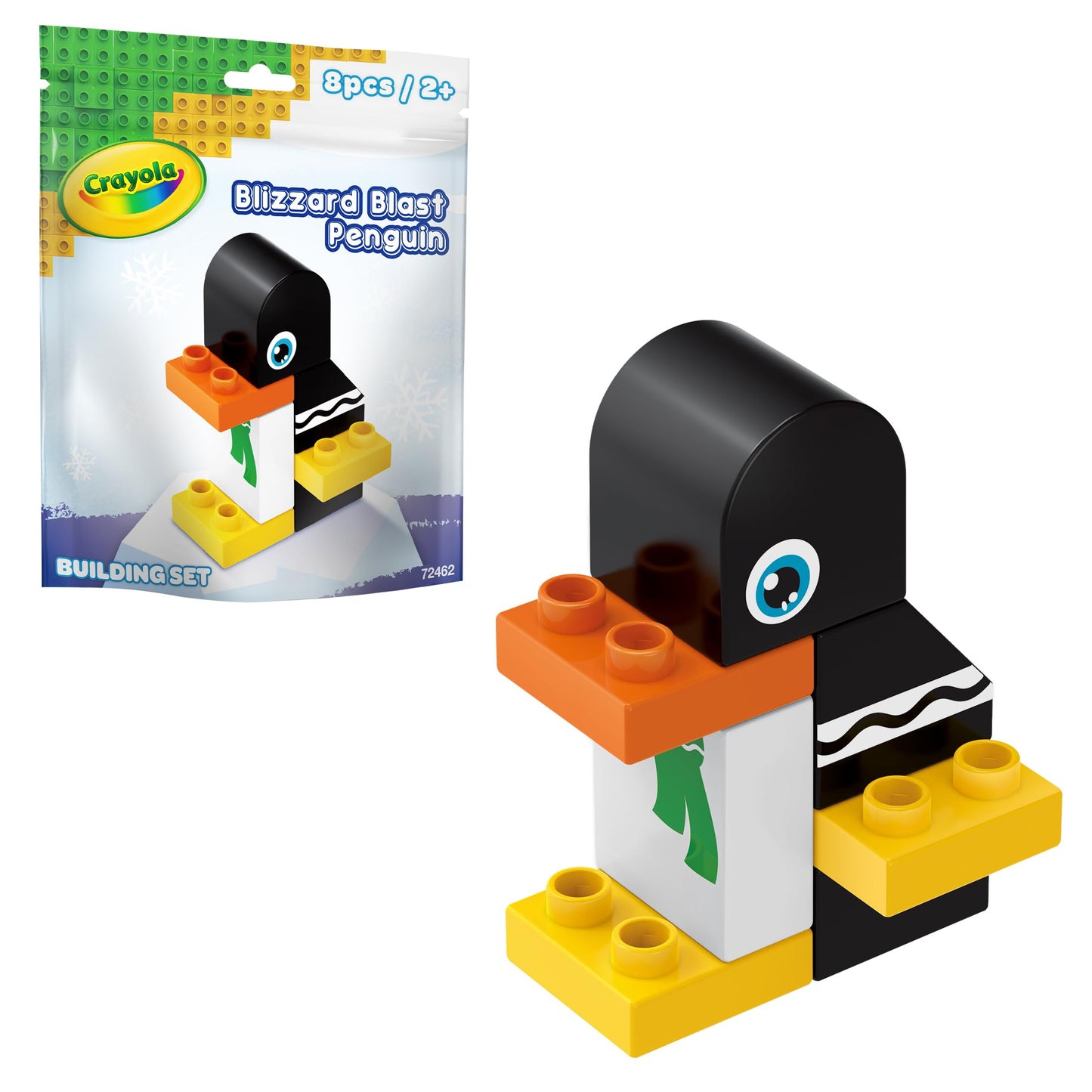Brickcraft Crayola Blizzard Blast Penguin Brick Building Set, 8 Pieces | Official Licensed Beginner Block Kit for Kids Ages 3+ | Fun DIY Creative Play