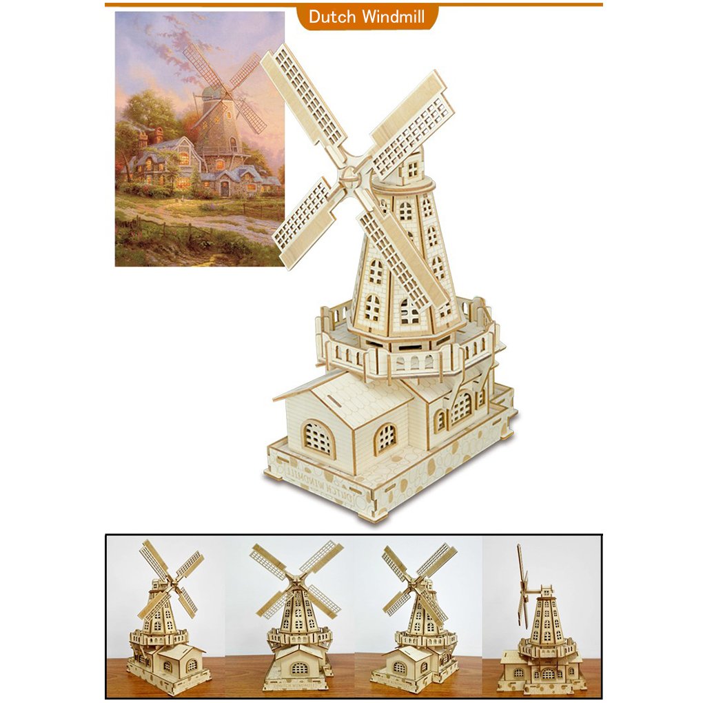 Bitopbi 3D Wooden Puzzles Laser Engraving DIY Safe Assembly Constructor Kit Toy for Teens and Adults, World Famous Buildings Mechanical 3-D Models