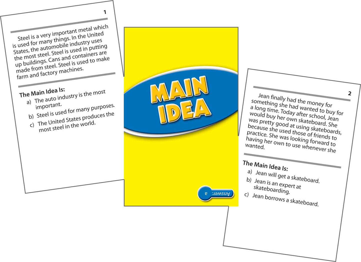Edupress EP63066 Main Idea Practice Cards Blue Level Medium