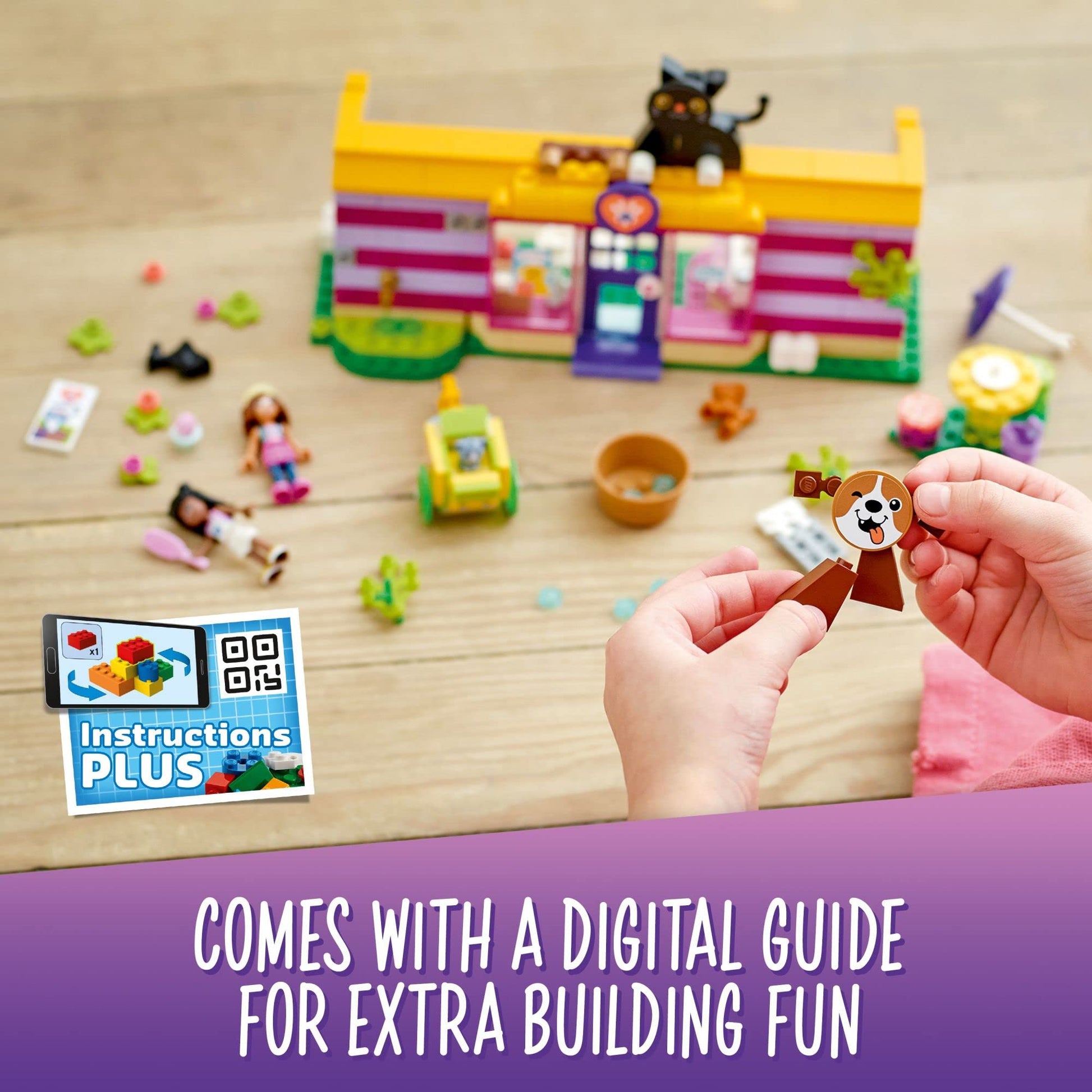 LEGO Friends Pet Adoption Café 41699 Building Toy - Collectible Animal Rescue Set with Olivia & Priyanka Mini-Dolls, Cat & Dog Figures, Creative Toys