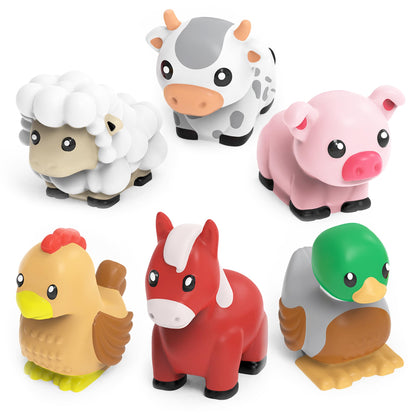 Tub Works® Barnyard™ Mold Free Bath Toys, 6 Pack | Sealed, No Hole Bath Toys Design Keeps Moisture Out | Soft, Squeezable & Float on Water | Farm