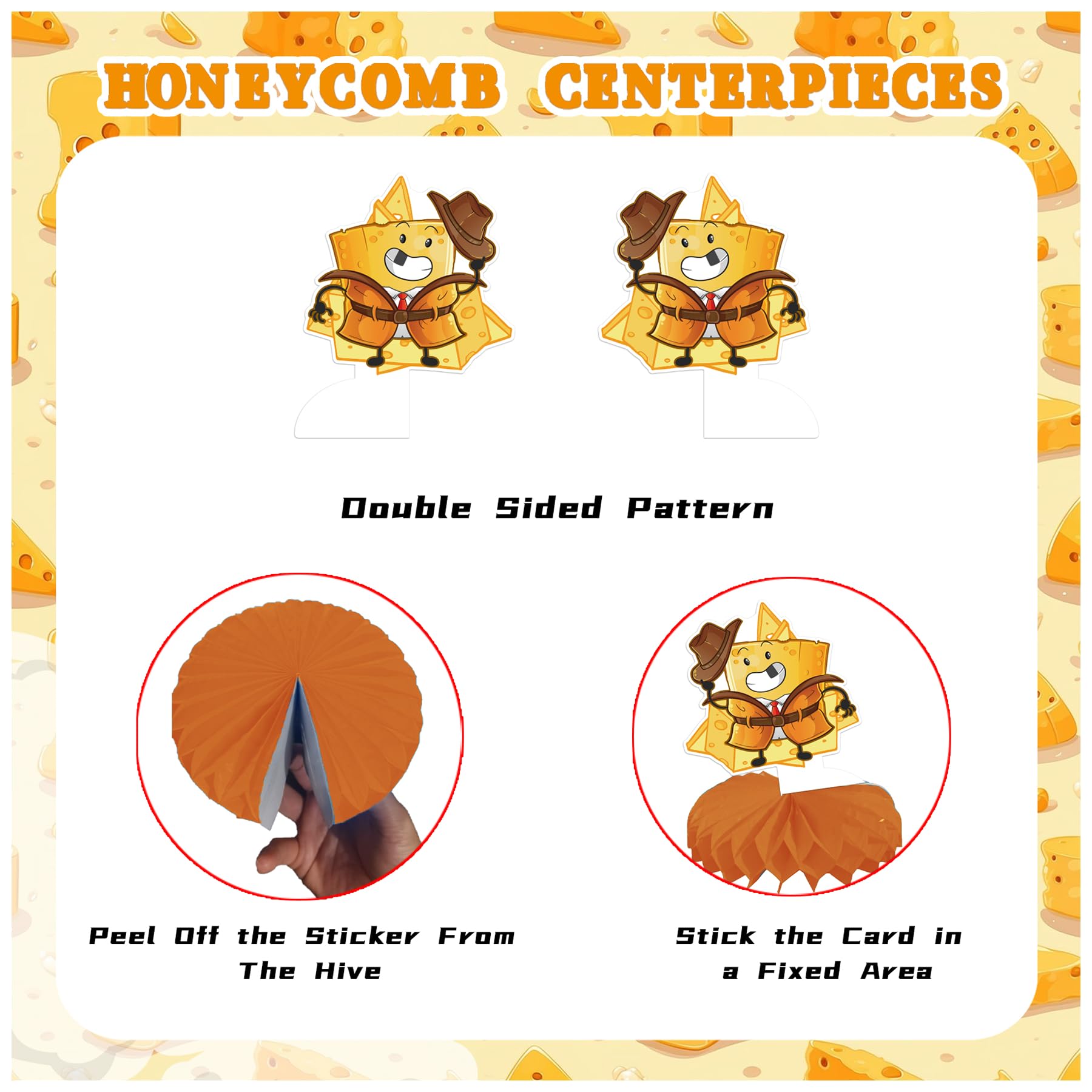 9 PCS Cheese Honeycomb Centerpieces Table Decorations Cheese Table Centerpieces for Cheese Party Supplies Cheese Birthday Party Decorations