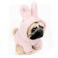 GUND Doug The Pug Fuzzy Pink Bunny Hoodie Doug Plush Stuffed Animal, Pink, 9”