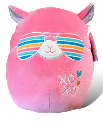 Squishmallows Official Kellytoy 11 Inch Pavlo LlamaHot Pink Llama with Aviator Glasses and XOXO On Belly Plush - 2023 Valentine’s Squad Stuffed Animal