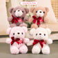ABEARCAR 4.7 Inchs Teddy Bear Stuffed Animal with Heart,Bow Tie Embroidered Pink Heart Teddy Bear Plush Toy for Girlfriend, Boyfriend(Khaki)